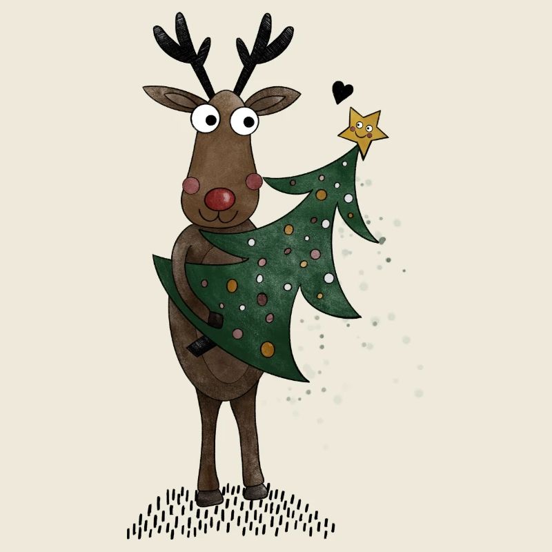 Rentier mit Weihnachtsbaum