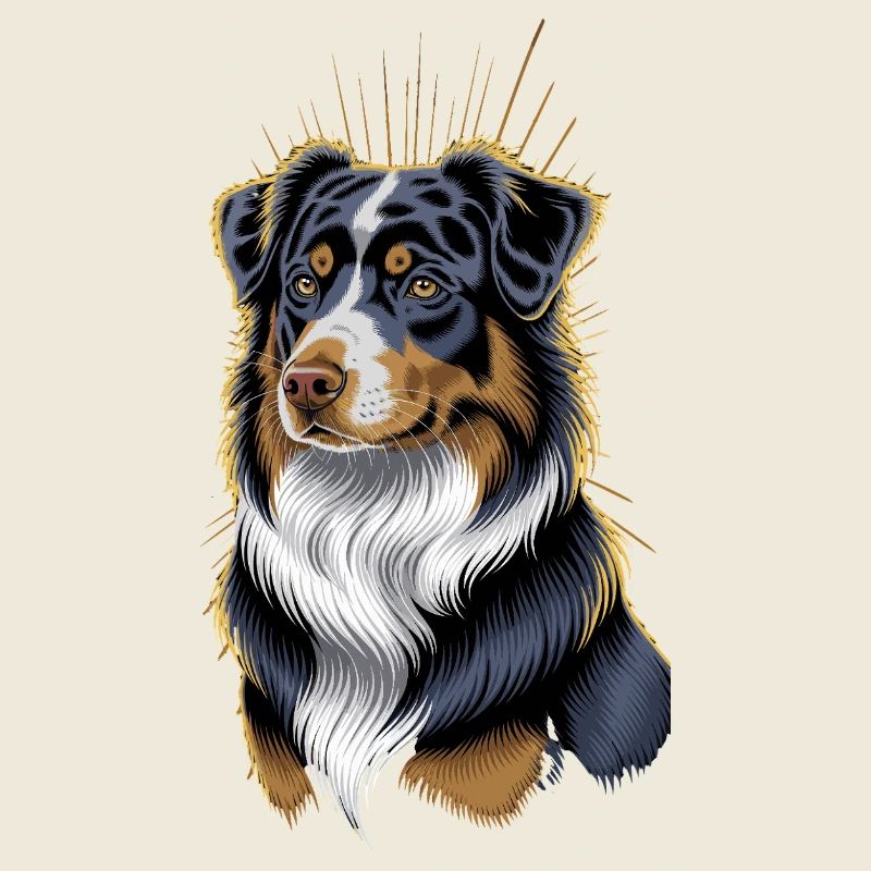 Australischer Schäferhund Porträt Kunstwerk