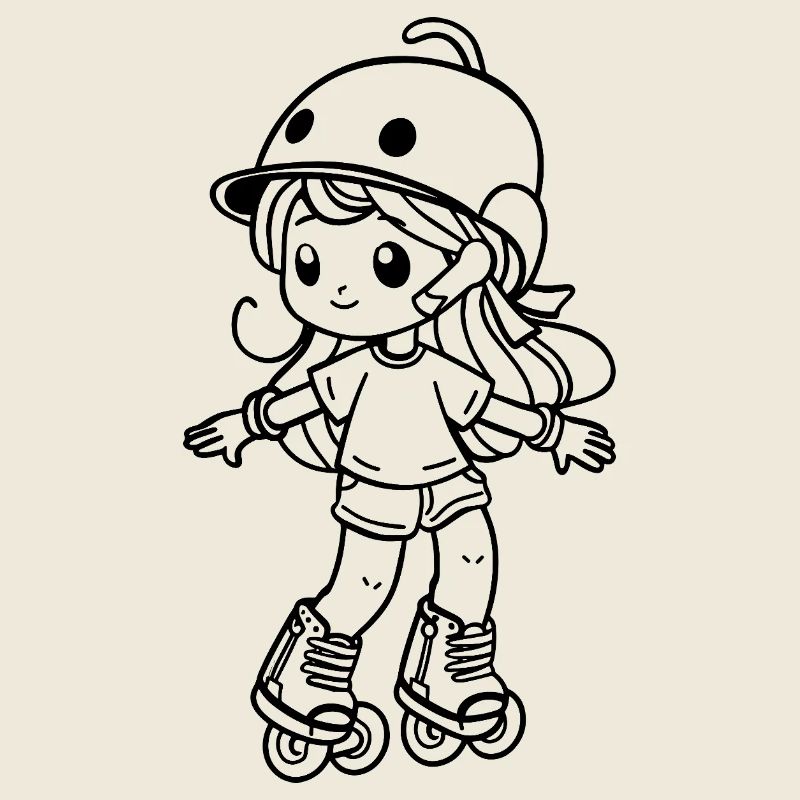 Roller Skating Mädchen Cartoon