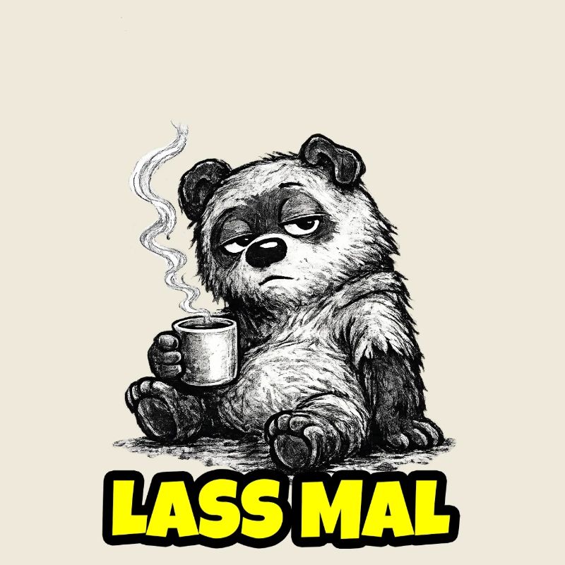 Lass mal. – Grumpy Bär mit Kaffee (Sketch)