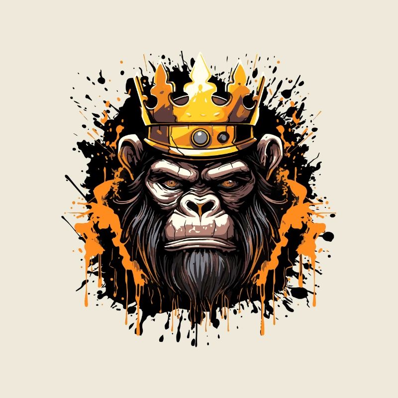 Tête de Singe Portrait Couronne