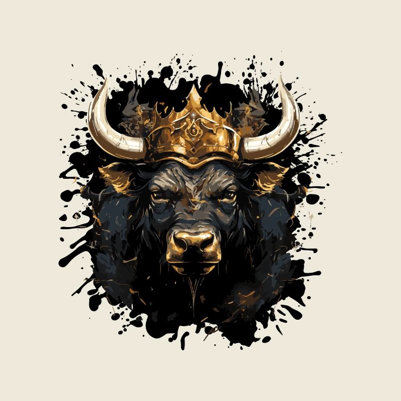 Bull Head Portrait Animal Taurus Crown