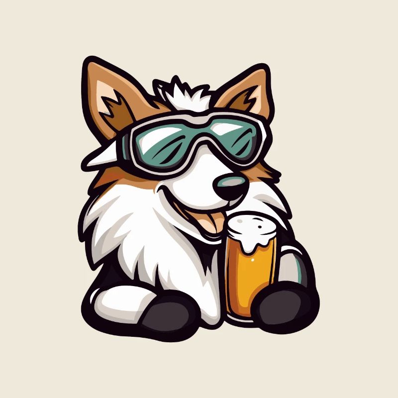 Border Collie Dog Ski Beer