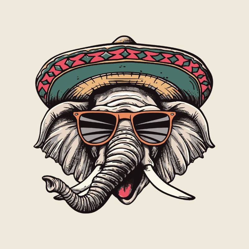 Elephant Comic Funny Sombrero
