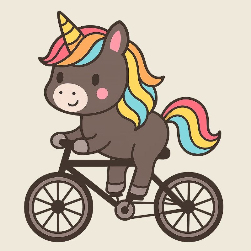 Rainbow Unicorn on Bicycle