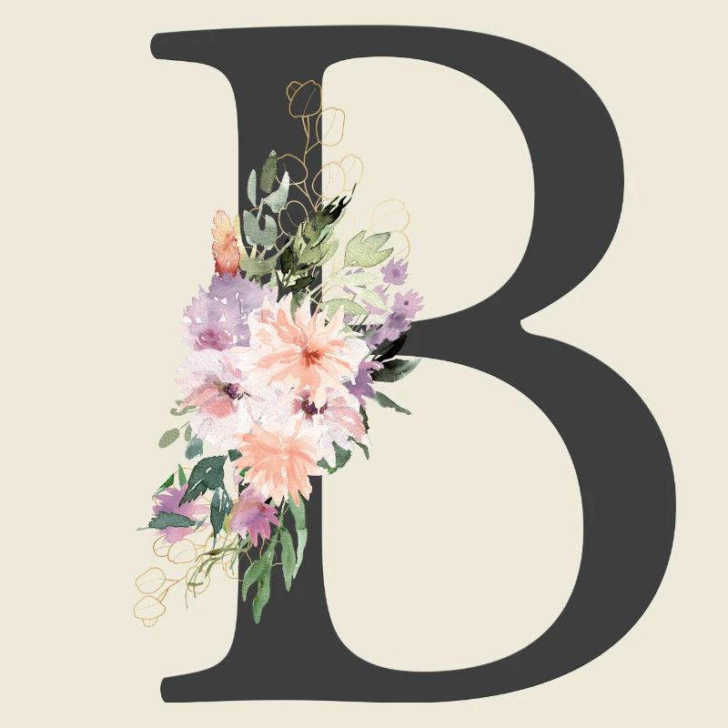Buchstabe B, Monogramm, Blumen