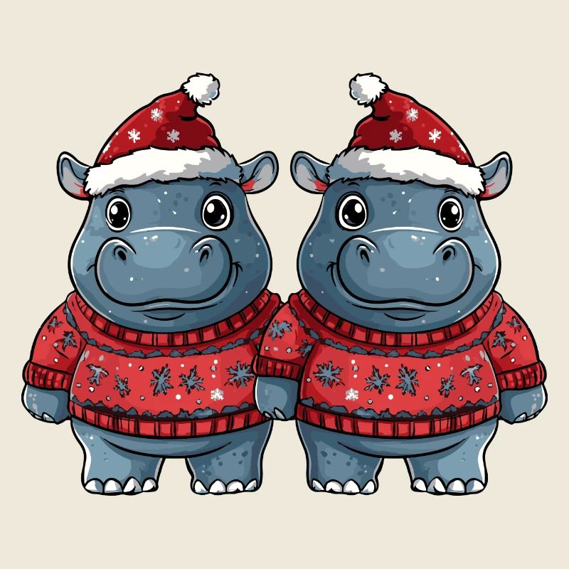 Nilpferd Weihnachten Team