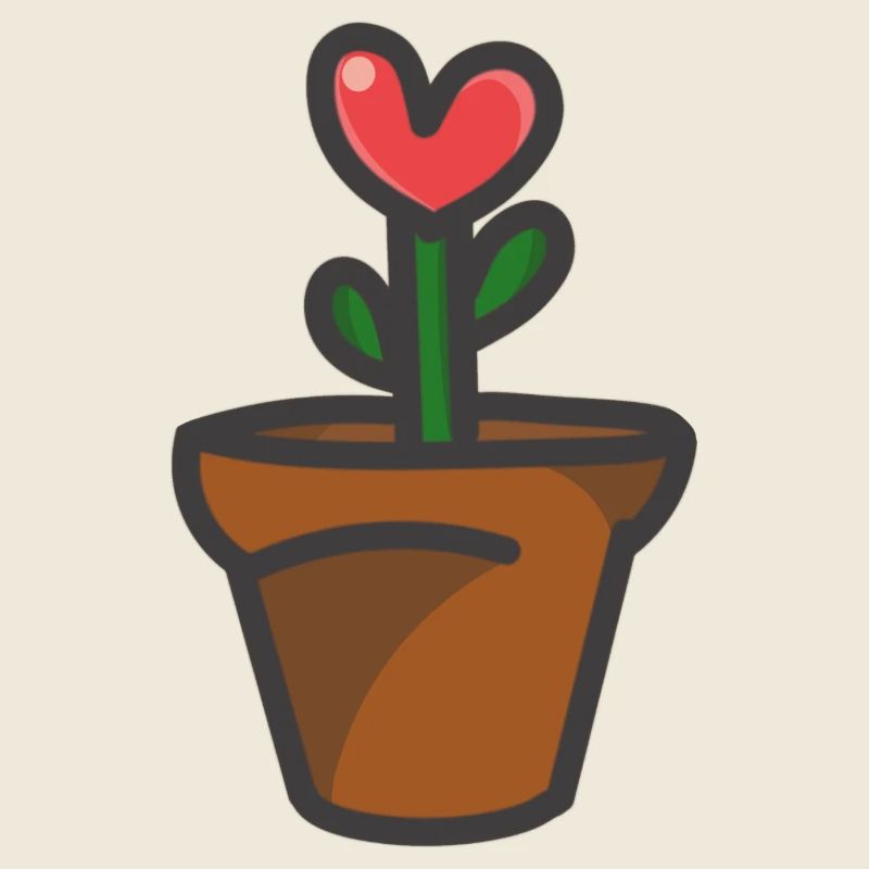 Vase mit herzförmiger Blume