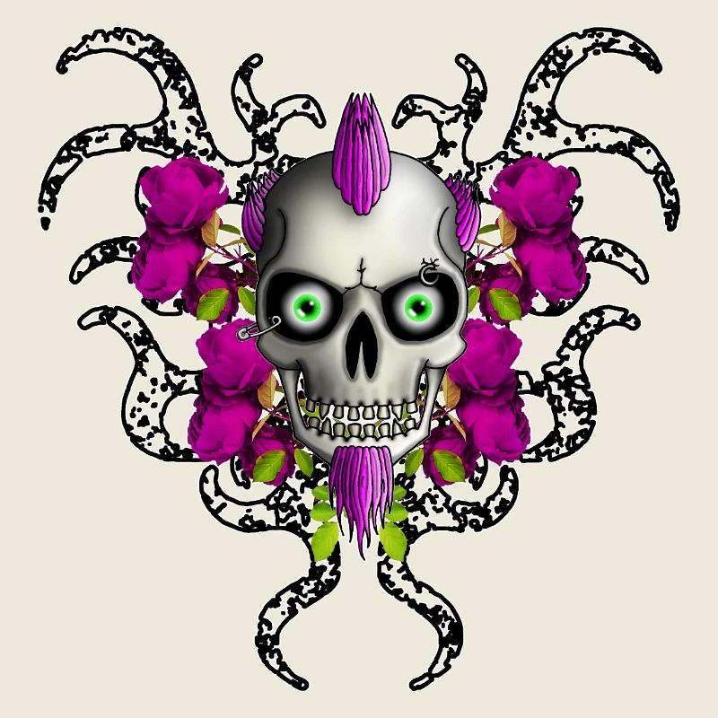 Gothic Punk Skull Roses R6Z