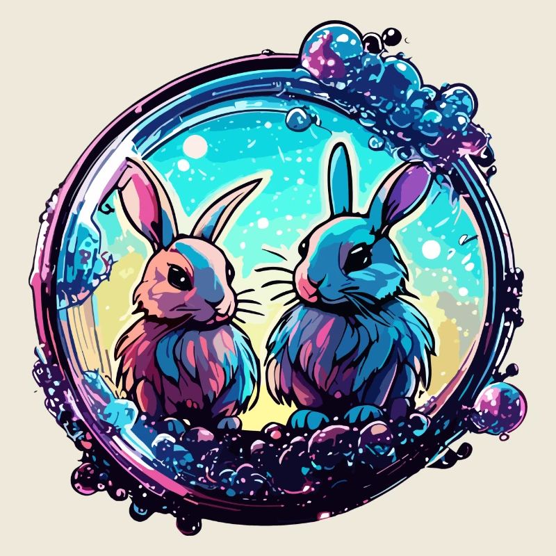 Animal dans la bulle de savon / enfantin / mignon / lapin