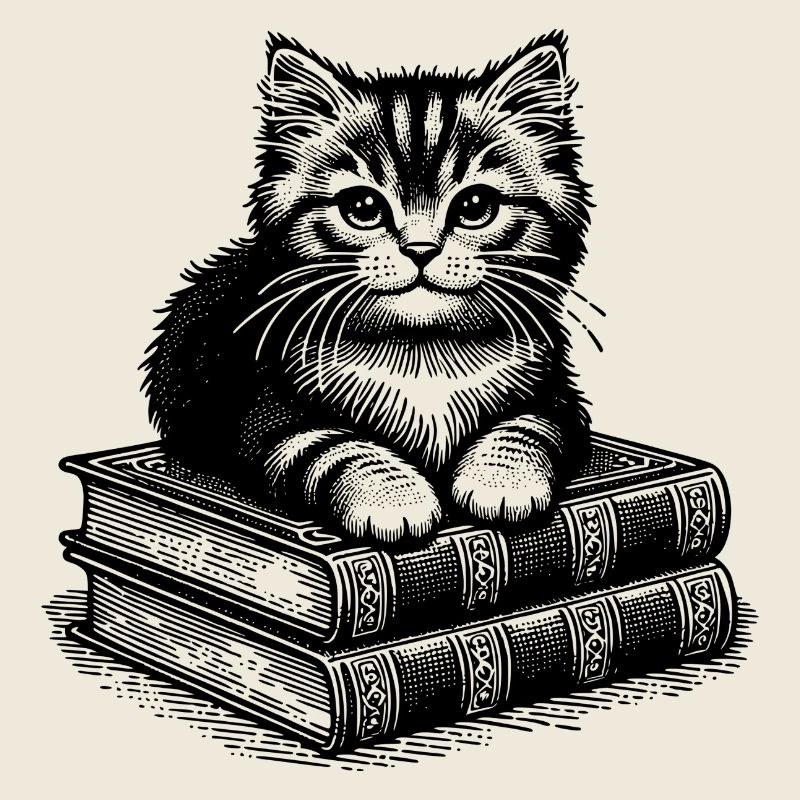 Chat sur une pile de livres