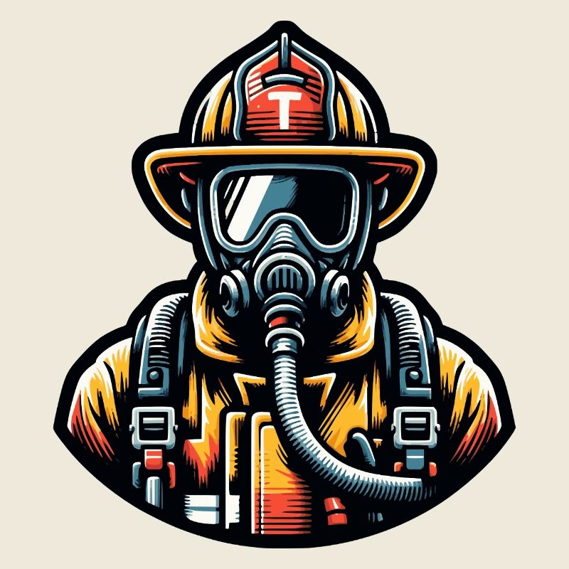 Heroic firefighter in action