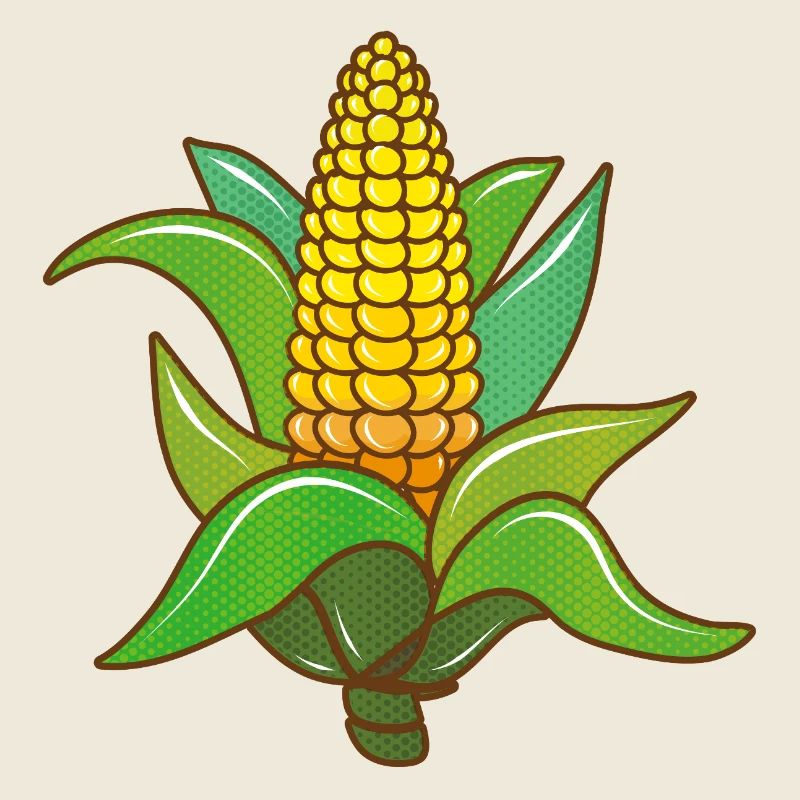 Frischer Maiskolben im bunten Retro Comicstil