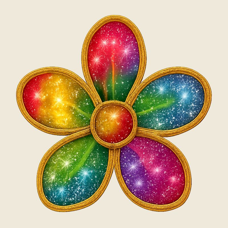 Galaktischer Blumenring mit bunten Funkeln