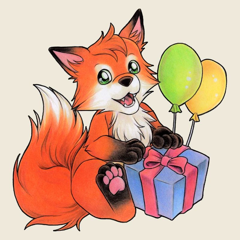 Renard mignon pour l’anniversaire peint à la main