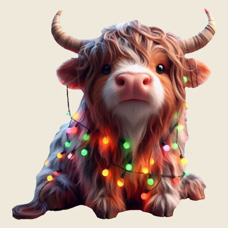 Cute cow with fairy lights