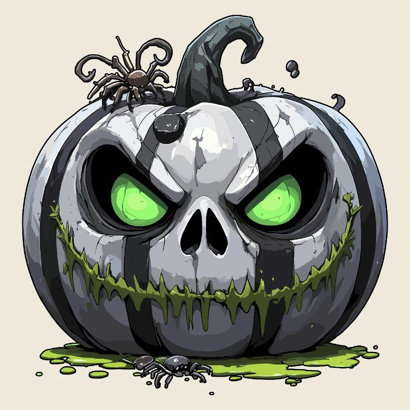 Grim Pumpkin Zombie with Green Eyes