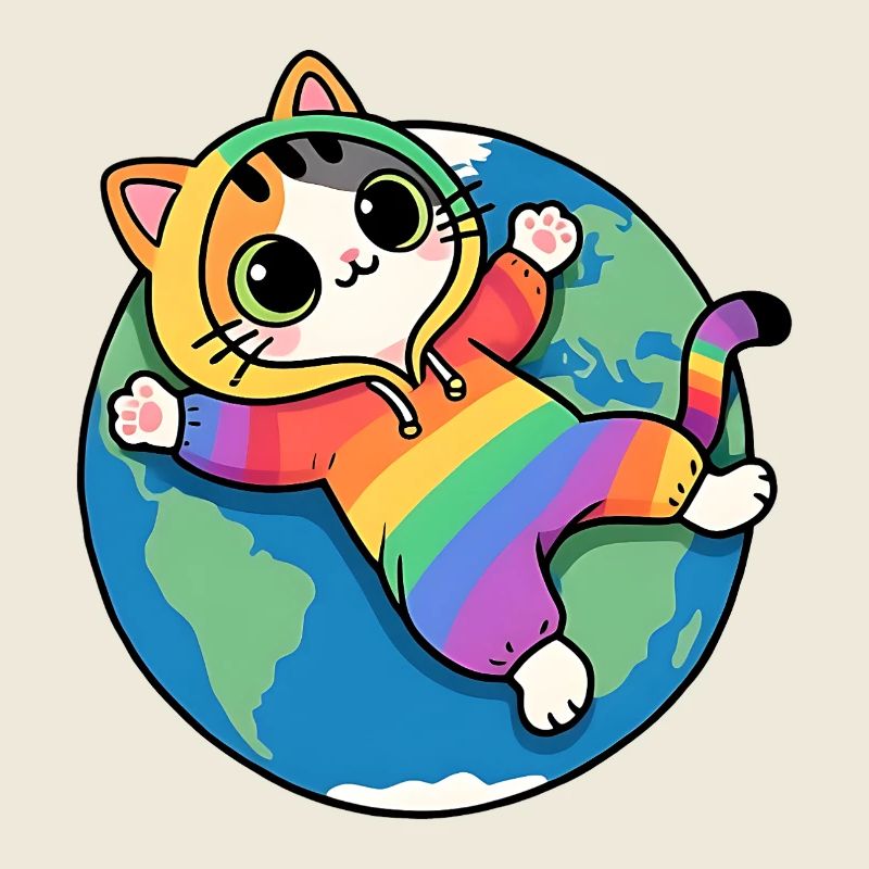Rainbow cat on planet Earth