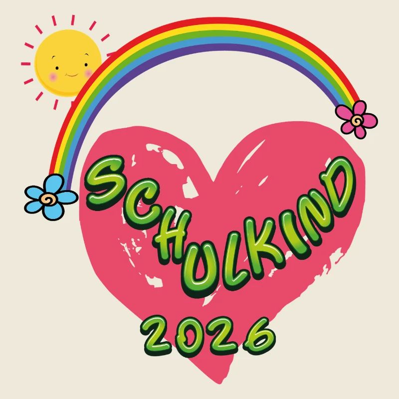 Schulkind Herz Regenbogen 2026