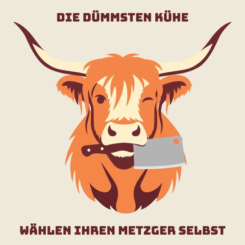 Kuh mit Beil – Wähle deinen Metzger
