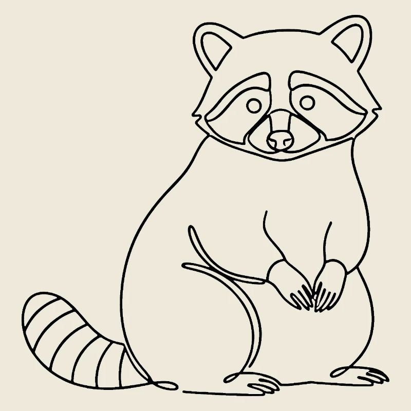 Silhouette de raton laveur mignon, lignes minimalistes