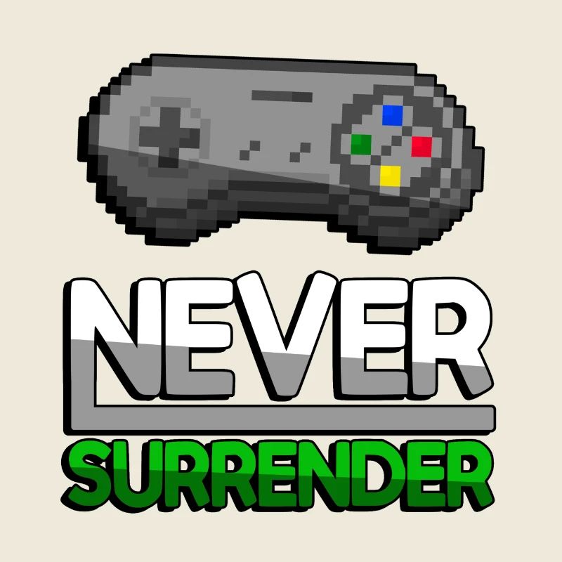 NEVER SURRENDER (Grün) + SNES Controller - Gaming