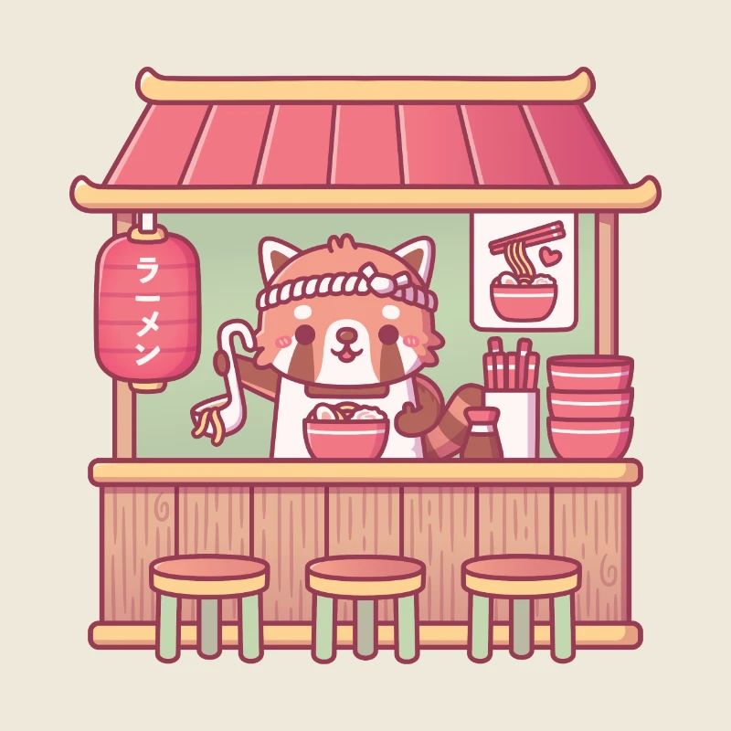 Boutique de ramen panda roux mignon