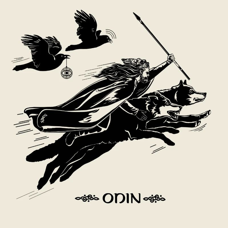 Odin with Geri and Freki