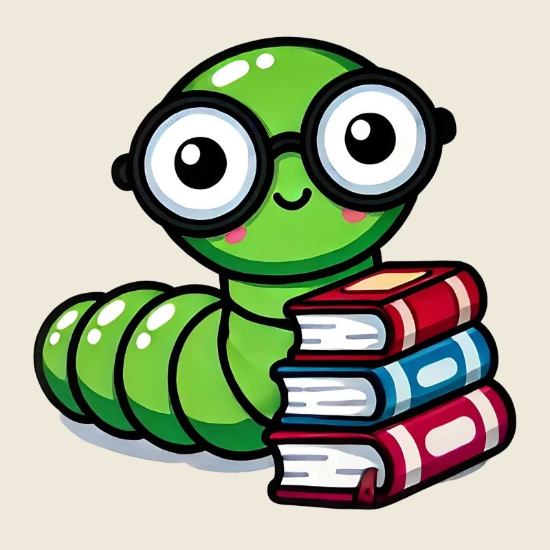 Bücherwurm Brille Bücher