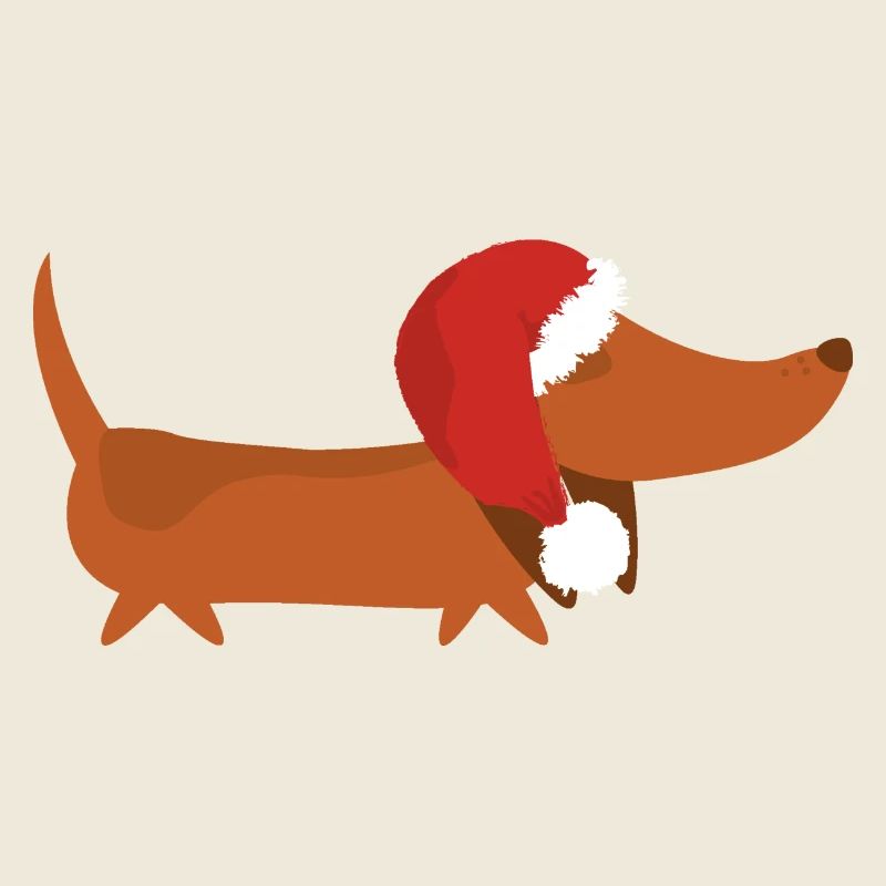 Dachshund with Christmas hat