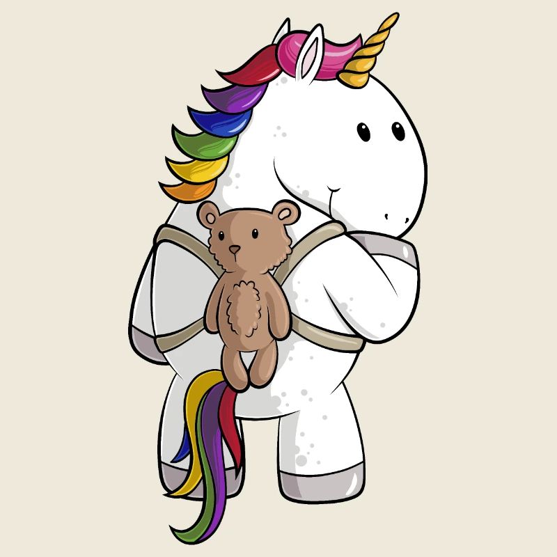 Comic Einhorn mit Rucksack