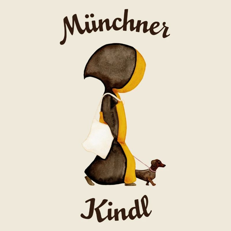 Münchner Kindl mit Dackel und Jutebeutel
