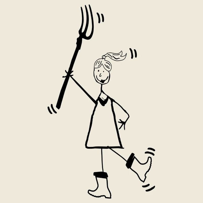 Fille de la campagne, bottes en caoutchouc de fourche