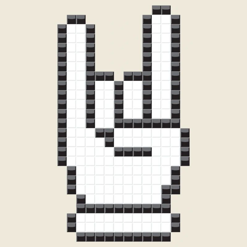 Signe des cornes (pixélisé)