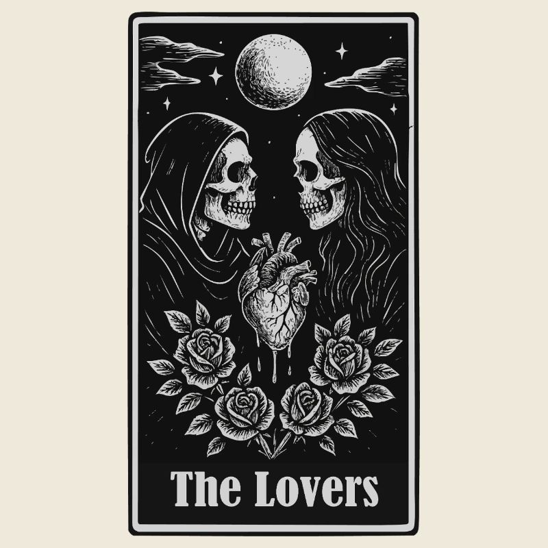Skeleton Lovers Gothic Tarot Heart Design