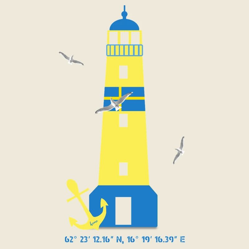 Leuchtturm mit Möwen und Anker