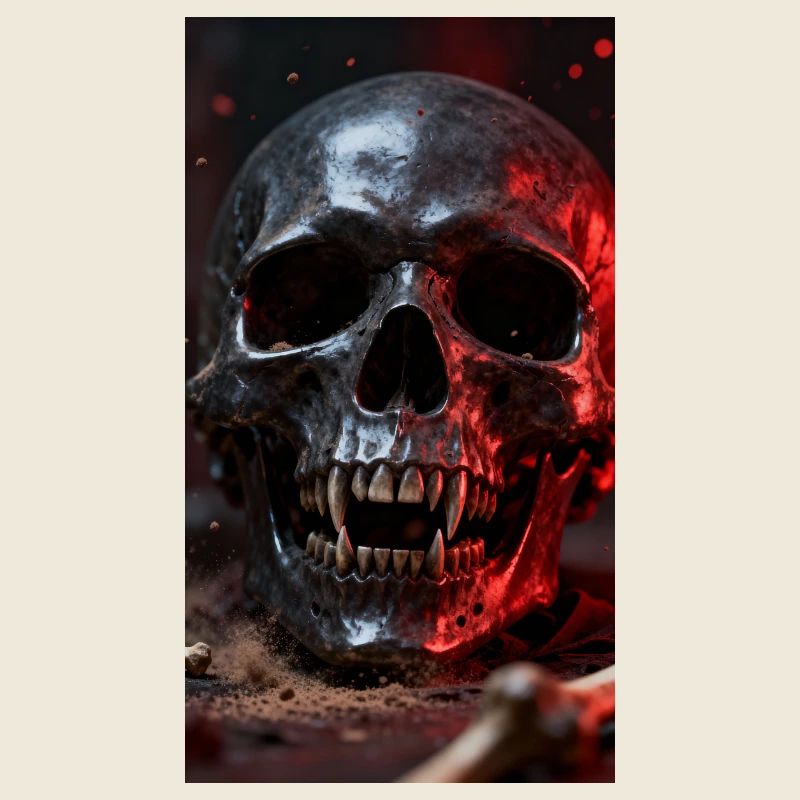 Dark skull in the firelight