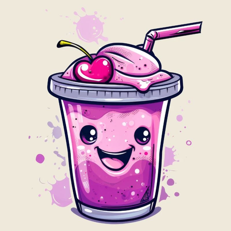 Milkshake kawaii à la cerise et au gesic mignon