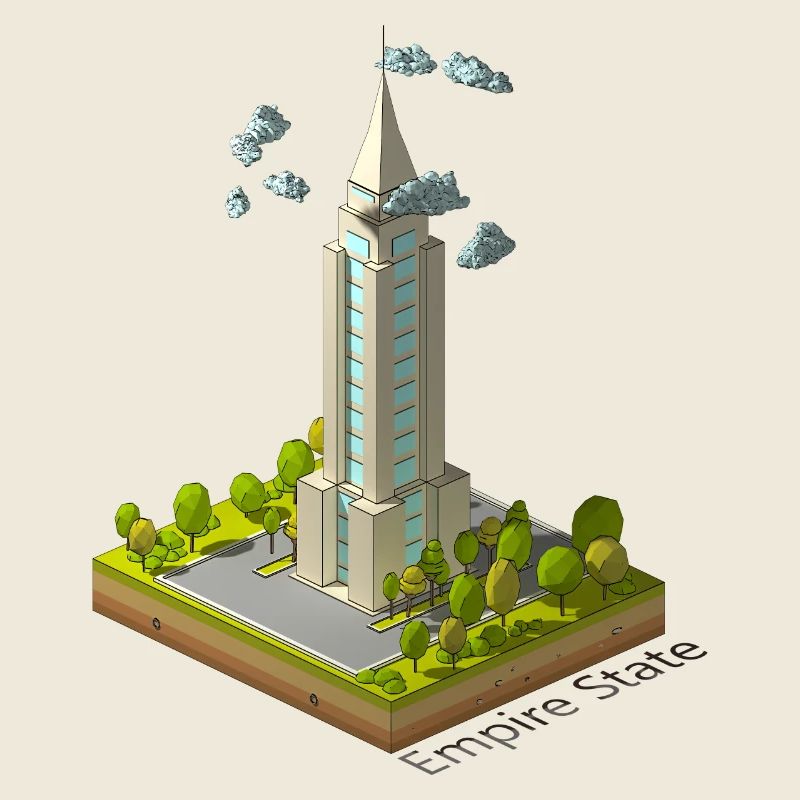 Bâtiment Empire géométrique low poly