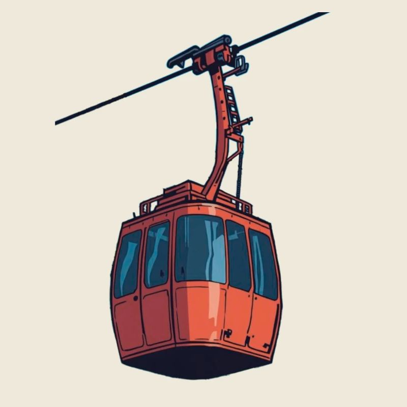 Illustration de la télécabine rouge