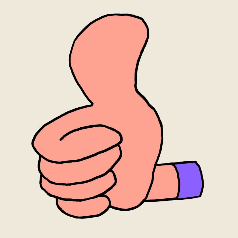 Pouce vers le haut (manche violette)