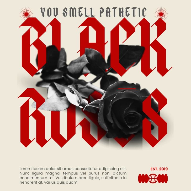 Rebellische schwarze Rose mit Statement