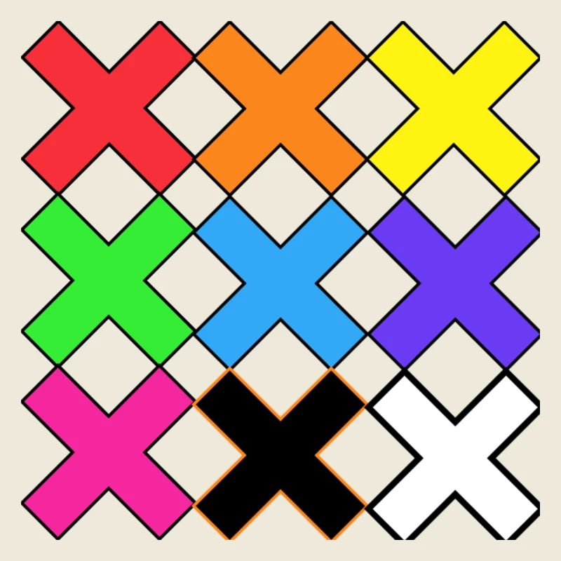 Bunte X Muster auf Schwarz Farben X