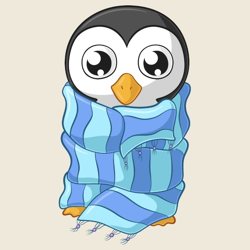 Frierender Comic Pinguin