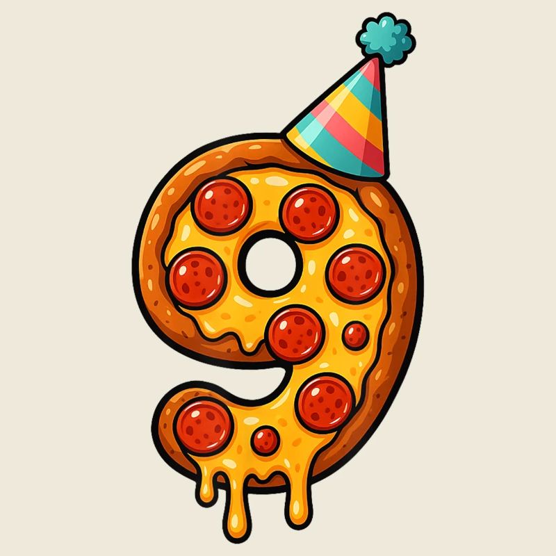 Célébration de la part de pizza numéro neuf