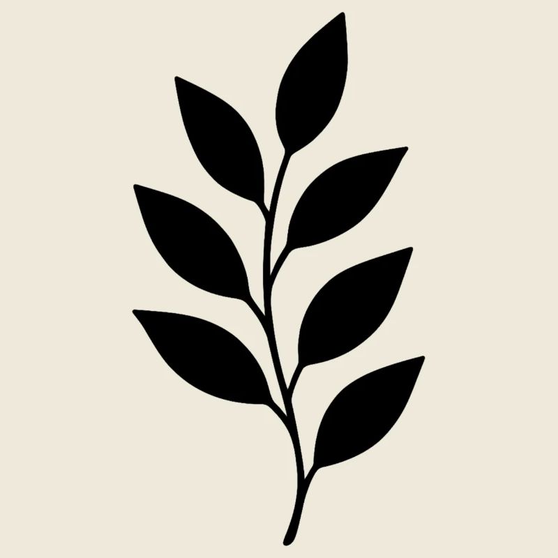 Zweig mit Blättern Silhouette