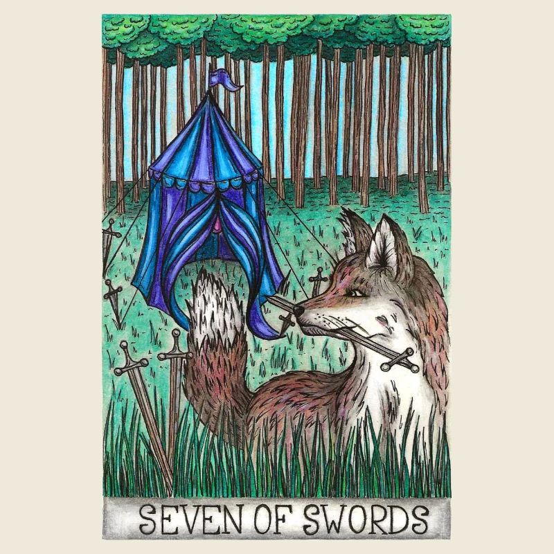 Carte de tarot « Sept d’épées »