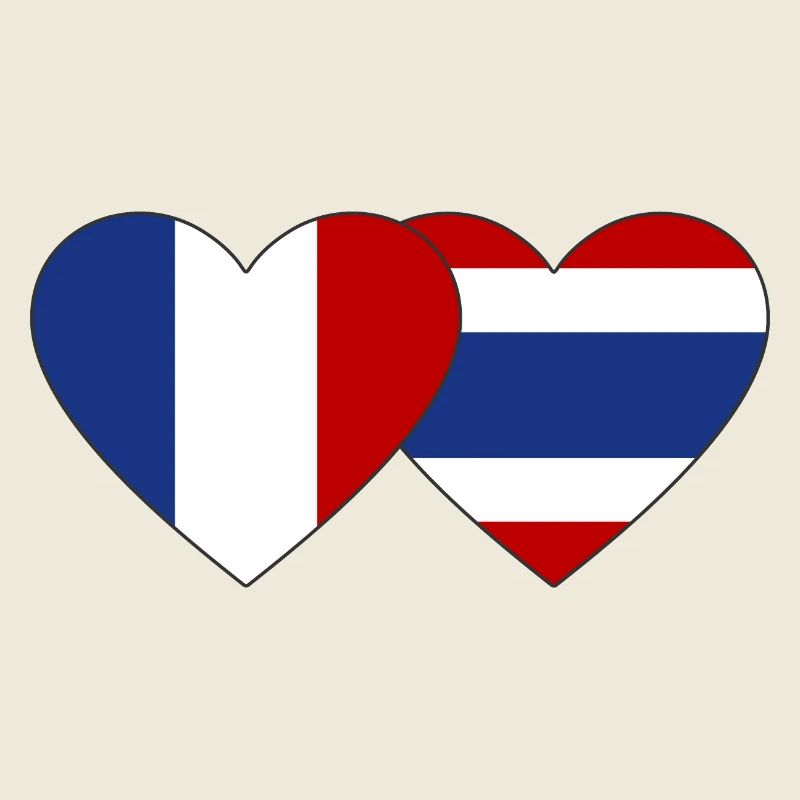 France Thaïlande Drapeau Coeur