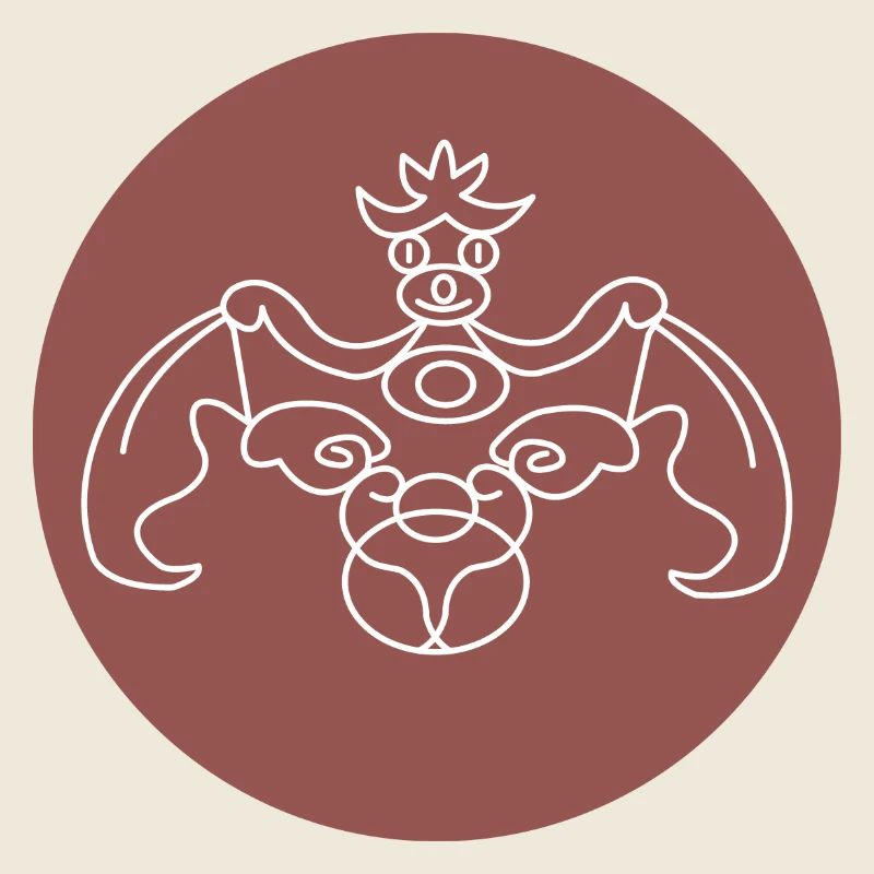 stylized dragon on red-brown background