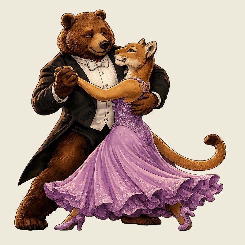 Valse dansante et lionne Élégance de salle de bal